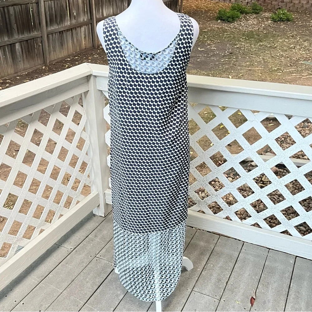 La Ligne Silk Claudette Midi Dress Small Chiffon Layer Geometric Side Slit Flowy - Picture 6 of 14